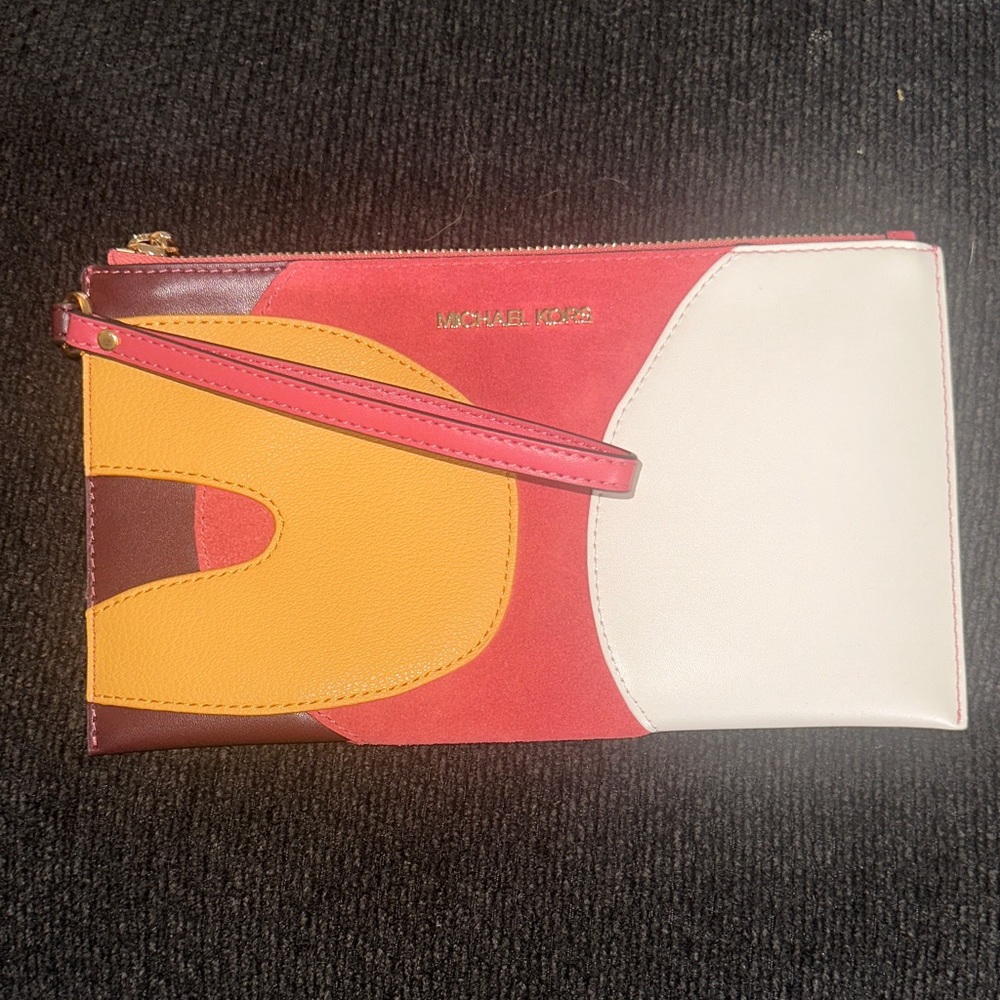 Michael Kors Red, Yellow, and White Wristlet Clutch